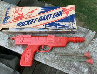 Vintage Space Rocket Dart Gun Toy & Box - 1950’s - All Metal Products - Wyandotte Mi