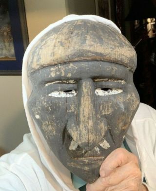 Antique Cherokee Booger Mask 11.  5x8x3.  5 "