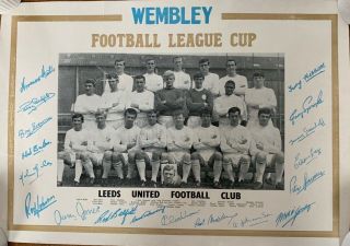 Leeds United Vintage League Cup Final Poster 1968 Signed By Squad
