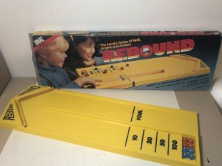 Vintage 1986 Rebound Two Cushion Game By Ideal - Complete W/box - 8 Pucks Score Mark