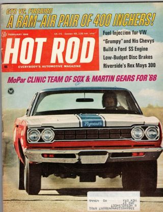 Hot Rod Feb 1968 Gto Test - Ford 427 - Grumpy Jenkins - Drags - Sox & Martin - Suzuki