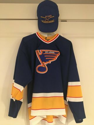 St.  Louis Blues Ccm Nhl Hockey Jersey Xl Blank & Hat Both 90 
