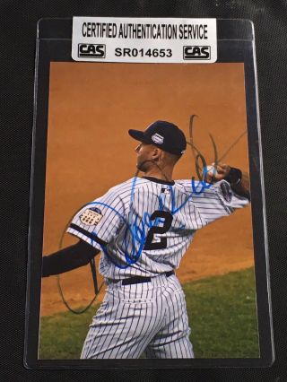 Derek Jeter Signed Autographed 4x6 Photo York Yankees Cas Authentic