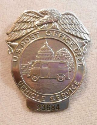 Obsolete Vintage Us Post Office Dept Hat Badge - Vehicle Service 33684