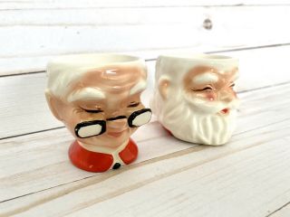 Kreiss Mr & Mrs Santa Claus Egg Cups Vintage Christmas Decor Japan