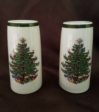 Vintage Salt And Pepper Shakers,  Christmas Tree,  Holly Decor,  Made In England
