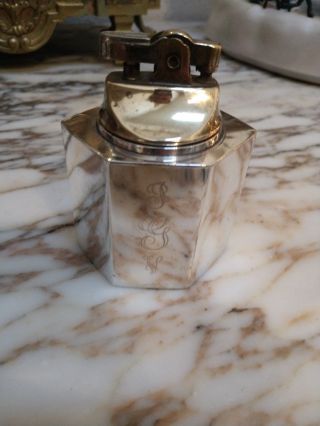 Vintage Sterling Silver Table Lighter With Evans Mechanism Fina