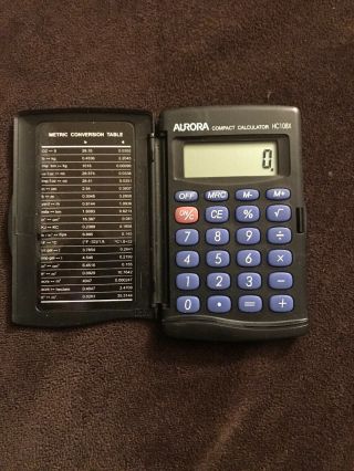 Vintage Aurora Compact Calculator Hc108x Soft Touch Keys Hard Case 8 Digit Lcd