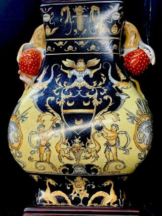 Antique Chinese Handpainted Porcelain Famille Rose?/dragon Lamp Vase