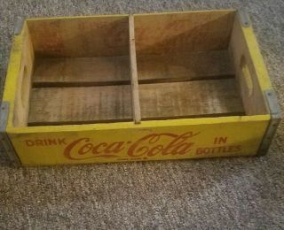 Vintage 1957 Wooden Yellow Coca - Cola Coke Soda Pop Bottle Crate Carrier Box