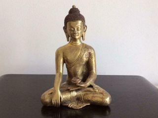 Chinese Antique Qing Dynasty Bronze Buddha Statue / Mark On Bottom / Ming Qing