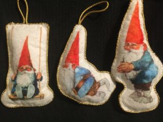 Vintage Gnome Stuffed Cloth Christmas Ornaments Unieboek Little Gnome Elf Felt