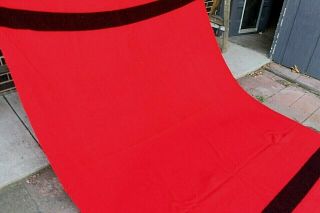 Vtg Faribo Usa Wool Hudson Bay Style Blanket Red W Black Stripe
