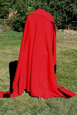 Vtg Faribo USA Wool hudson bay style Blanket Red w Black Stripe 3