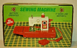 Vintage Miniature Childs Sewing Machine All Metal & Electric Boxed Toy