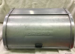 Vintage Kromex Aluminum Counter Top Bread Box Roll Top