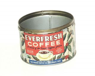 Antique Everfresh Coffee Tin Litho 1lb Keywind Can Vintage Cincinnati Oh Grocery