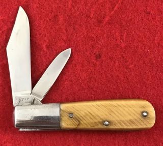 Vintage BelKnap Louisville KY 5722 Sawed Bone Handles Barlow Two Blade Knife 2