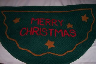 Vintage Christmas Hearth Rug,  Wall Hanging Hand Made Chenille 3’ 4” X 2 