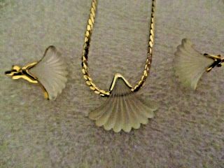 Vintage necklace and clip back earrings set Signed Whiting and Davis co 2