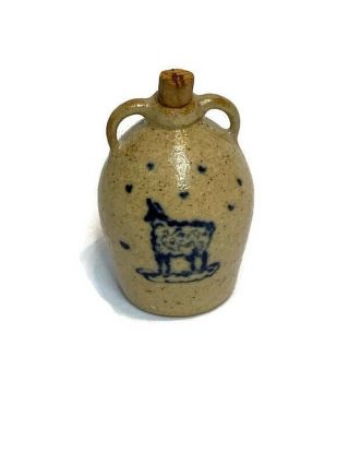 Vtg Igma Artisan Jane Graber Miniature Stoneware Two Handled Jug Sheep 1:12 Scal