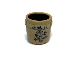 Vtg Igma Artisan Jane Graber Miniature Stoneware 1865 Blue Flower Pot 1:12 Scale