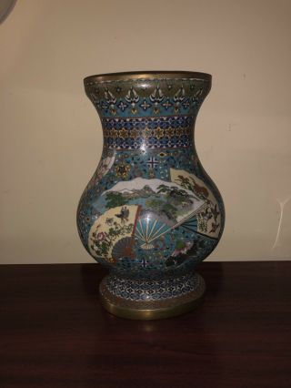 Antique Chinese 19th Century Cloisonné Hu Vase