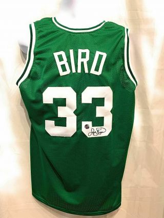 Larry Bird Boston Celtics Signed Autograph Custom Jersey Green Bird Hologram Cer