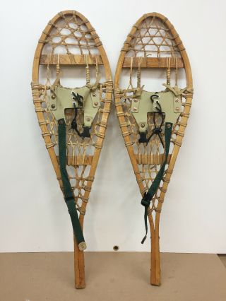 Antique Vintage Indian Made Kid Child Snowshoes 11 " X 37 " Usable Or Decor