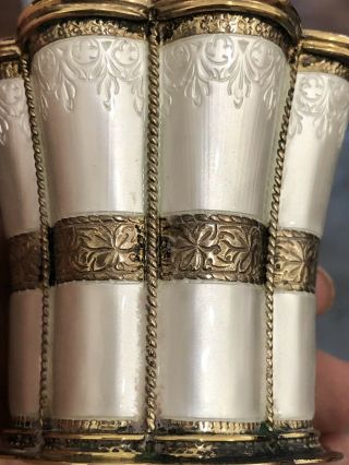 2 Royal Copenhagen Margrethe Cups.  Porcelain & Gilded Sterling Silver Mounting.