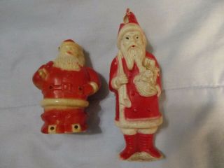 2 Mid - Century Vintage Irwin Early Plastic Small Santa Claus,  Belsnickle Figures