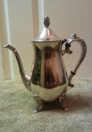 Vintage Leonard Silver Plated Ornate Footed Teapot Coffee Pot