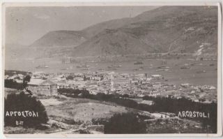 Argostoli Kefalonia Greece Vtg Postcard View Of Port & Boat Ships December 1939