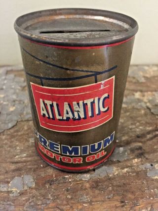 Vintage Atlantic Premium Motor Oil Can Bank Gas Station Giveaway Promo Premium
