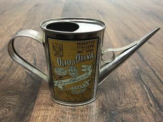 Olio D’oliva Toscana Lucca Metal Tin Can Olive Oil Dispenser Vintage