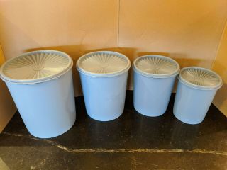 Vintage Tupperware Nesting Canisters - Set Of 4 - Light Blue -