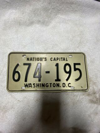Vintage Nation’s Capital Washington.  D.  C.  License Plate.  Tag 674 - 195