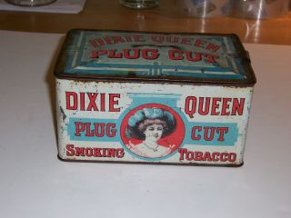 Vintage Dixie Queen Plug Cut Smoking Tobacco Tin/can,  Canister