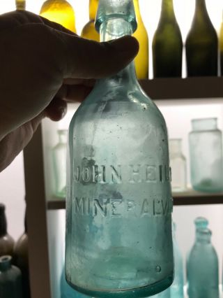Antique Pre - 1900 Mineral Water Bottle John Heil & Co Mineral Water Nola