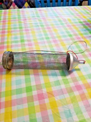 Vintage Metal Mesh Cricket Cage Box Tube With Cork Stopper