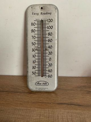 Vintage Metal Acu - Rite Advertising Thermometer 1960 Easy Reading