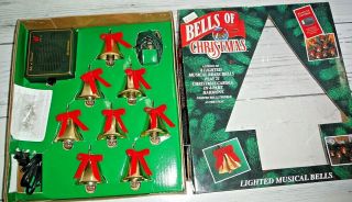 Vintage Mr.  Christmas Bells Of Christmas 8 Brass Musical Bells With 21 Songs