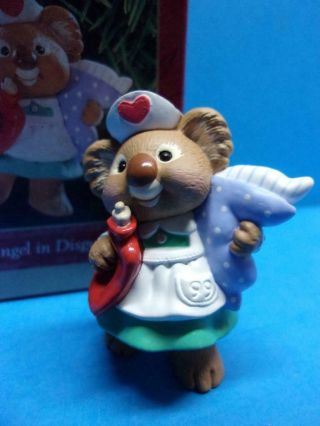 Hallmark 1999 Angel In Disguise Christmas Ornament Koala Bear Nurse Vintage Iob