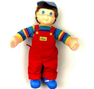 My Buddy Doll Boy Toy Brown Hair Blue Eyes Red Overalls Rainbow Shirt Playskool