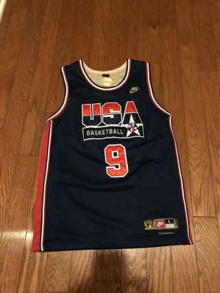 Retro 90s Vintage Michael Jordan Nike Usa Olympic Dream Team Jersey Youth L Gold