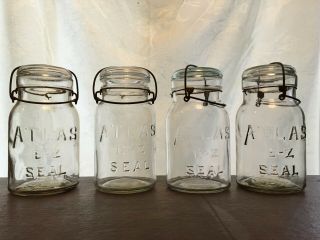 Vintage Atlas E - Z Seal Mason Jars,  Hazel - Atlas Glass Co,  Set Of 4
