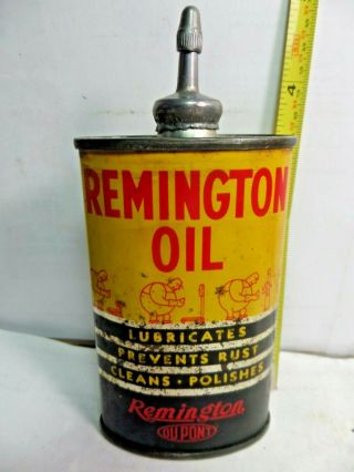 1930 - 50 Vintage (3oz. ) Remington (dupont) Gun Oil Tin Can Handy Oiler Lead Top