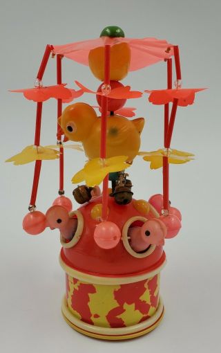 Vintage Occupied Japan Tin & Celluloid Wind Up Toy  Ducks Twirling
