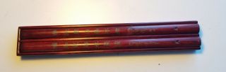 Vintage Chinese Carved Engraved Wood Wooden Chopstick Chopsticks Set Slide Box
