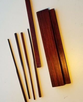 VINTAGE Chinese carved engraved wood wooden chopstick chopsticks set slide box 3